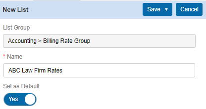 new billing rate group